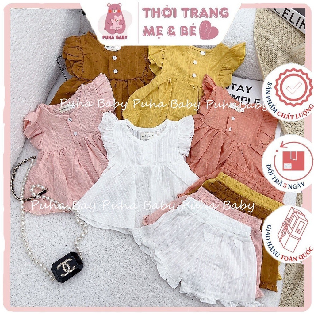 Set đũi trẻ em ⚡ CỰC ĐẸP ⚡ Bộ quần áo mặc nhà cho bé gái vải đũi thêu cao cấp mềm mại, thấm hút mồ hôi
