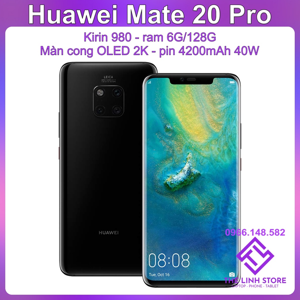 Điện thoại Huawei Mate 20 Pro màn cong OLED 2K - Kirin 980 ram 6G 128G