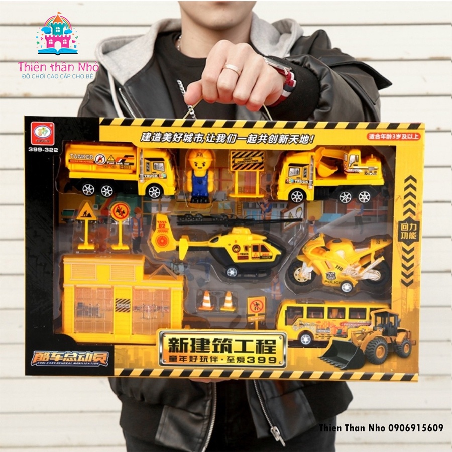 Set Đồ Chơi Xe ô tô giao thông vận tải, Đồ Chơi Cho Bé Trai Thiên Thần Nhỏ