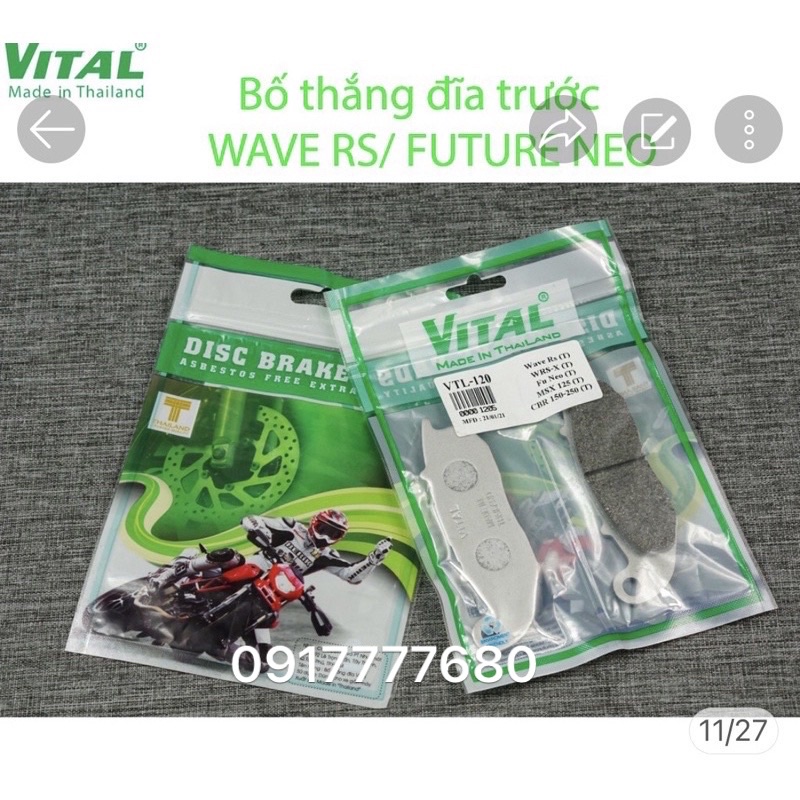 Bố thắng trước sau Wawe s100 /Wawe Rs /Rsx 100 /Funeo chính hãng Vital thái lan