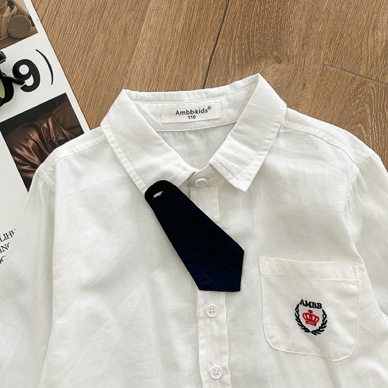 Sơ Mi Trắng Cà Vạt Ambb Cho Bé