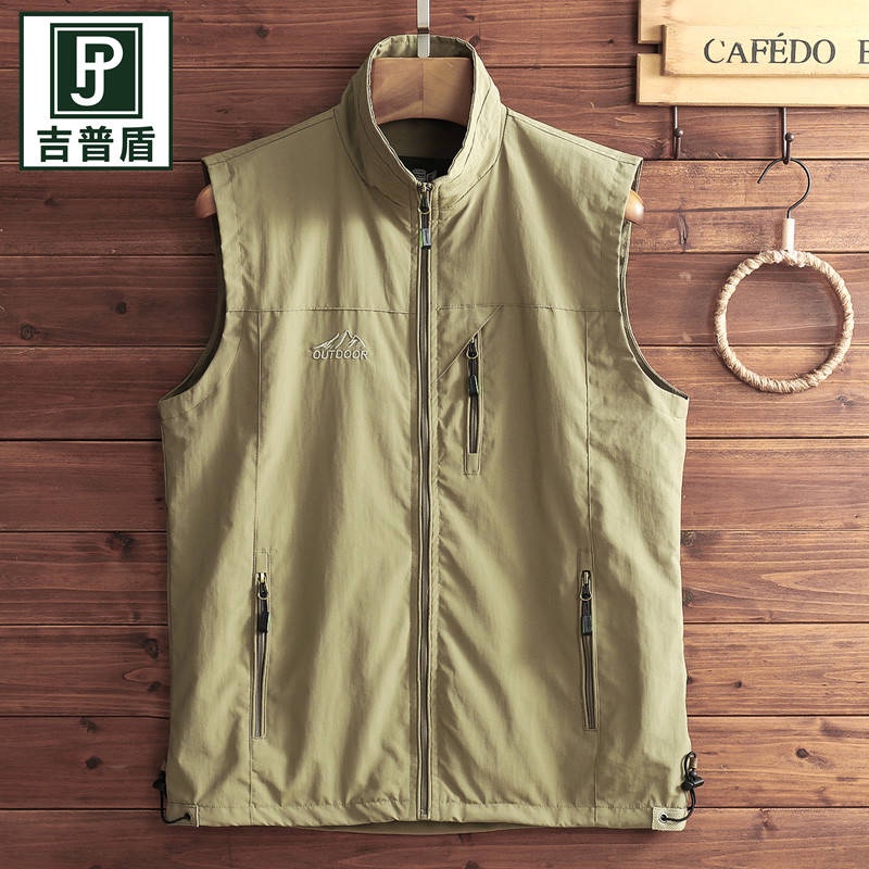 * * A 'Ophao gile nam * Jeep Áo Vest Câu Cá Ngoài Trời Dáng Rộng Mỏng Nhiều Túi Khô Nhanh Thời Trang Giản Dị