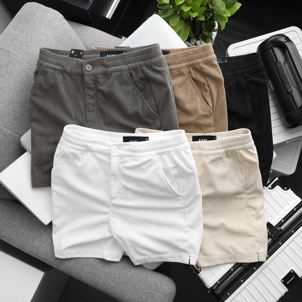Quần short nam lưng thun chất vải nhung tăm RAFOZ 5m - 220247 form ngang gối KSTOREPK
