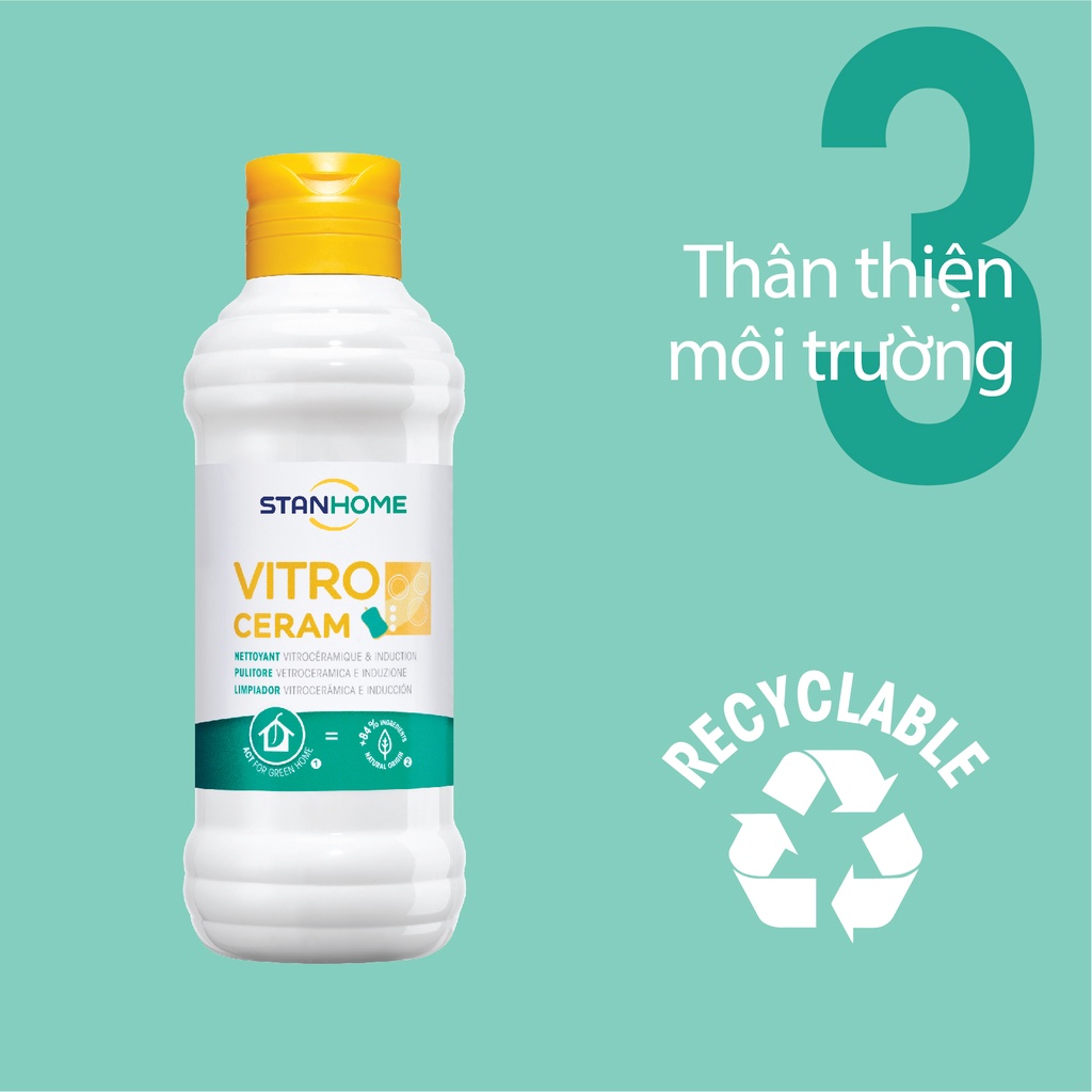 Kem làm sạch bếp điện từ, bếp hồng ngoại chiết xuất từ tự nhiên Stanhome Vitro Ceram 250ml