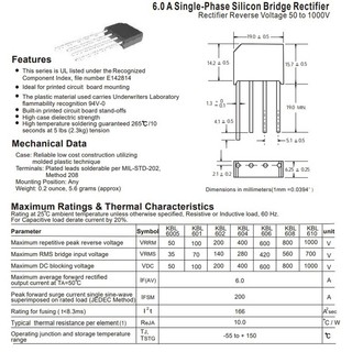 KBL610 Diode cầu 6A 1000V DIP-4