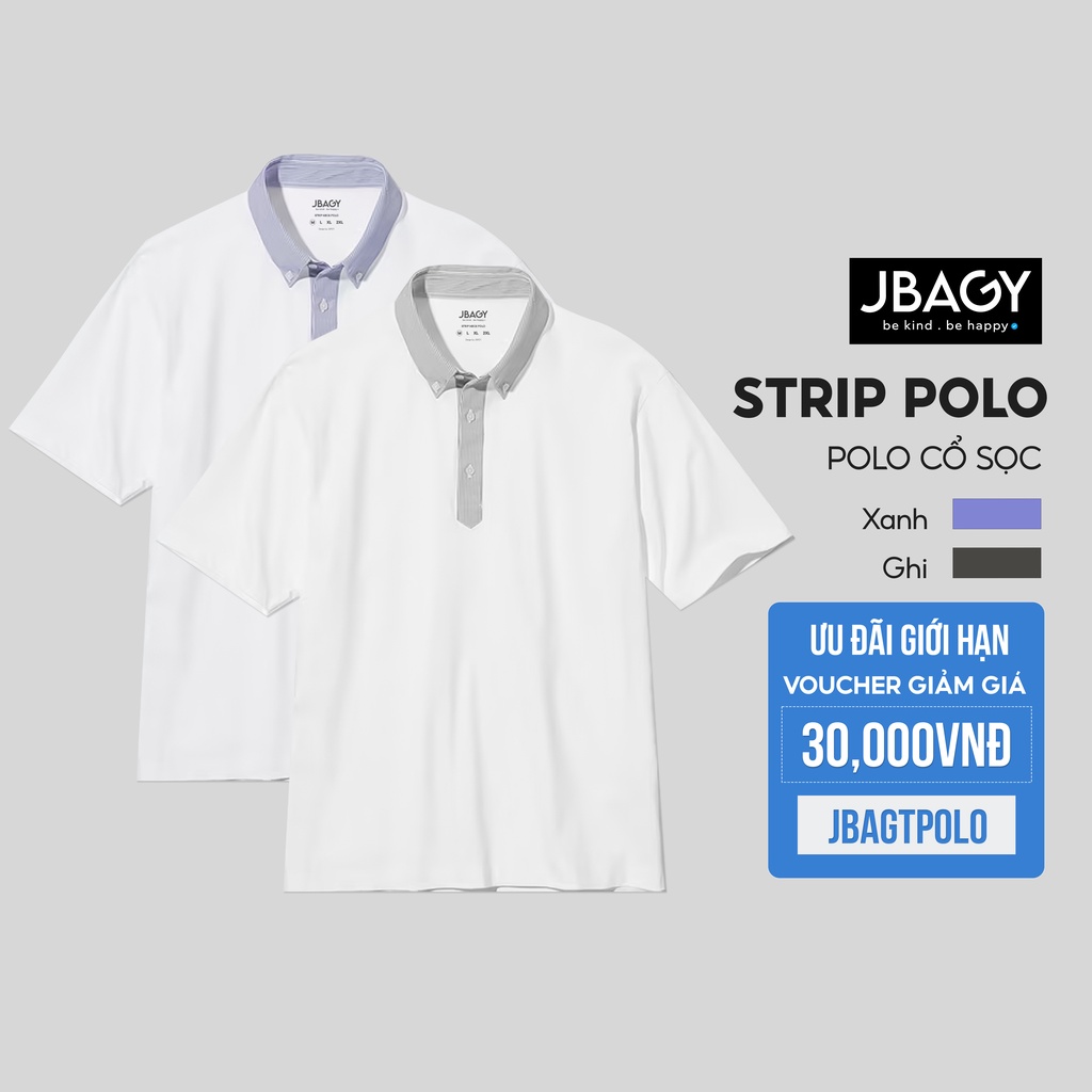 Áo polo cổ đức phối cổ kẻ sọc Poline JBAGY vải cotton mịn màng, co dãn và thấm hút cực tốt - JP0202