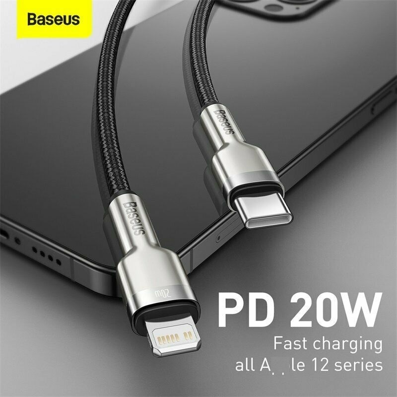 Cáp sạc nhanh Baseus PB 20W, Baseus Cafule Metal Series (20W, Type C to Lai-nin Fast charge & Data Cable)