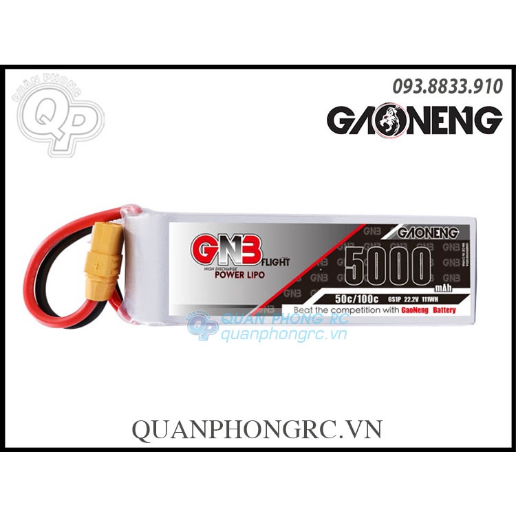 Pin GNB 5000mAh 6S 50C 22.2V LiPo Battery XT60 Plug