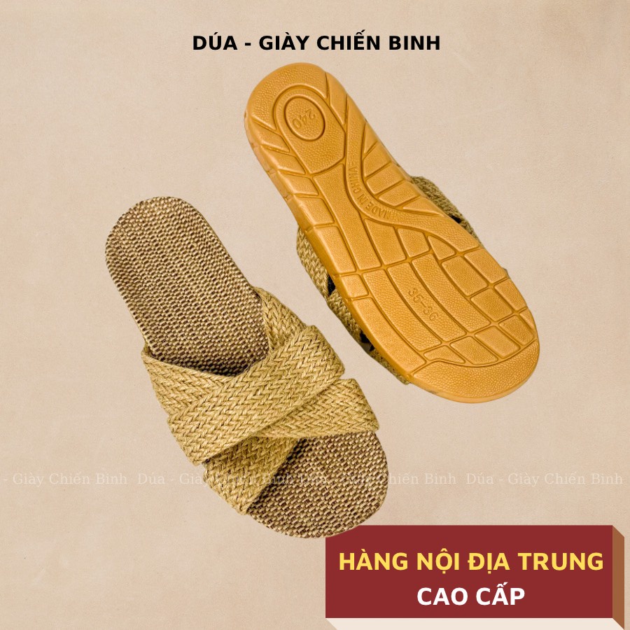 Dép Cói 3 Quai Chéo Trơn , Dép Đi Biển COI122