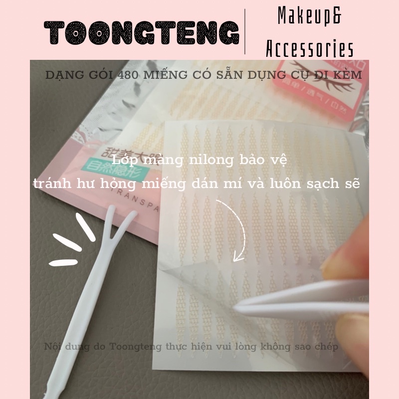 Miếng dán mí dạng ren 480 miếng kích mắt 2 mí không cần dùng keo sẵn nhíp và nĩa chữ Y