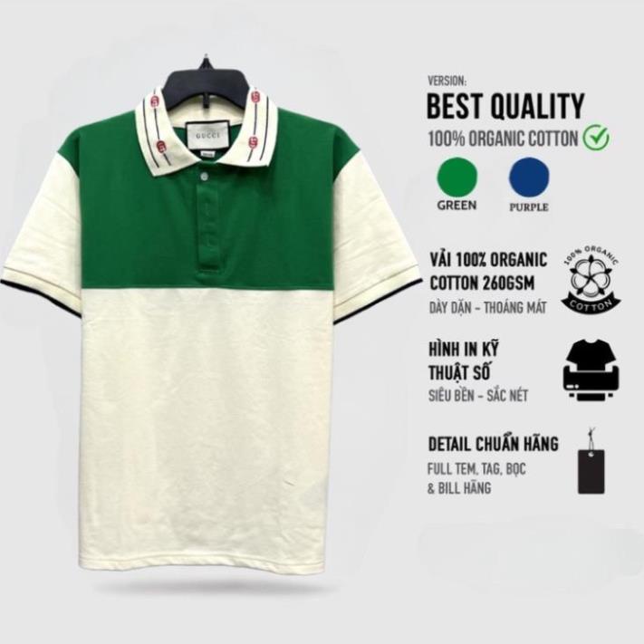 Áo polo Gucci Embroidered phối màu mới nhất Áo polo nam nữ vải cá sấu mới nhất The.Wear