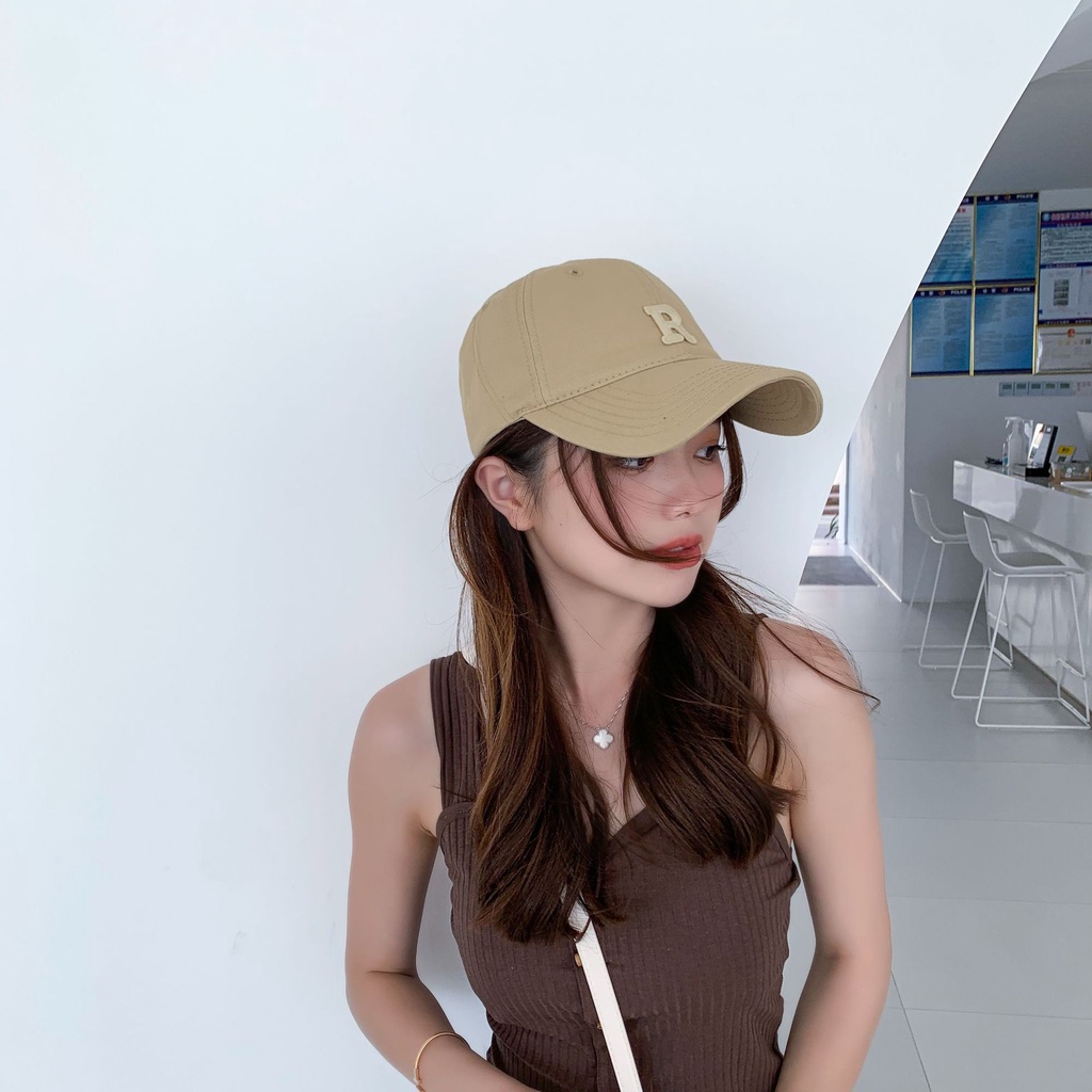 Mũ lưỡi trai  kaki thêu chữ R chuẩn fom thoáng mát, chống nắng cho mùa hè - Nalita shop