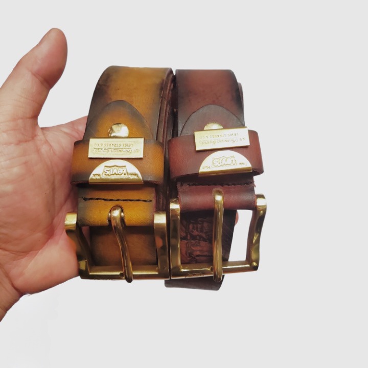 Thắt lưng nam dây nịt nam da bò sáp cao cấp hàng hiệu khoá đồng đúc nguyên khối full hộp tặng kèm đục lỗ