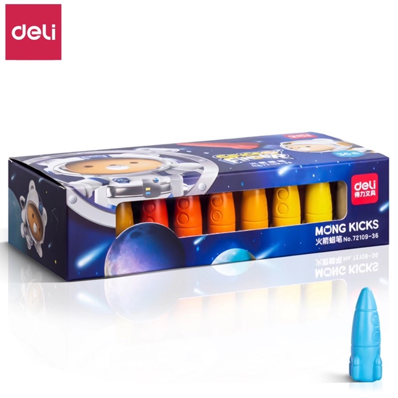 Hộp 36 Bút Sáp Màu Hữu Cơ Chính Hãng DELI - An Toàn Cho Trẻ Khi Sử Dụng