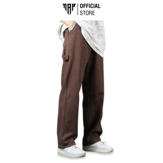 Quần Jean Kaki Suông Nâu Cạp Cao Có dây cách điệu Định Lượng 320gsm Cân nặng 600g Local Brand NAP