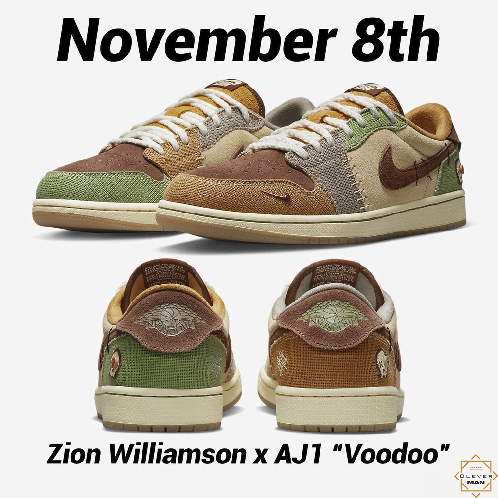 Giày Thể Thao Air Jordan 1 "Zion Williamson" Voodoo Màu Nâu Phù Hợp Cả Nam Và Nữ Clever Man Store