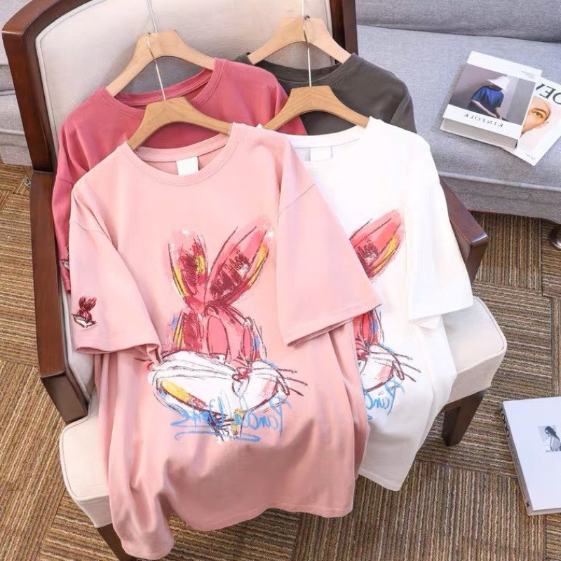 Áo Phông Hình Cô Gái, Áo Thun Nữ Form rộng hàng Quảng Châu 3158 hình cô gái HOTREND 2023 vải đẹp chất cotton mát