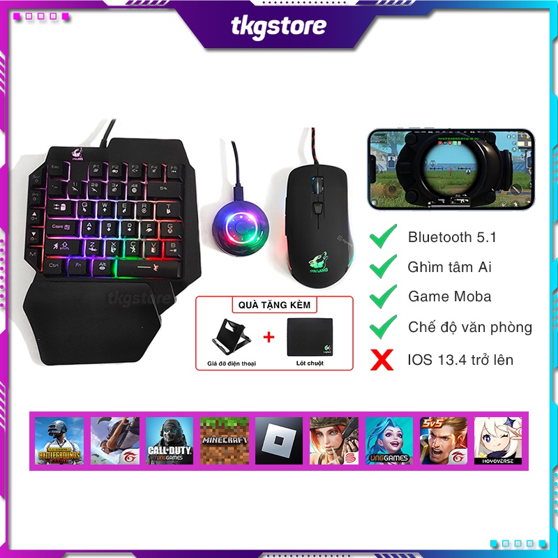 Combo bộ chuyển đổi chơi game Meiying M16 và bàn phím chuột kết nối điện thoại chơi PUBG Mobile, Free Fire