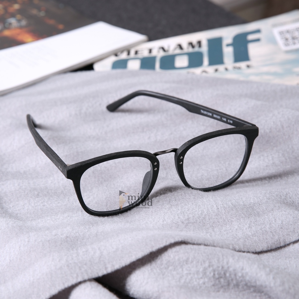 Kính gỗ gọng vuông full  MINIWOOD chính hãng thời trang nam nữ cá tính, phong cách Hàn Quốc năng động