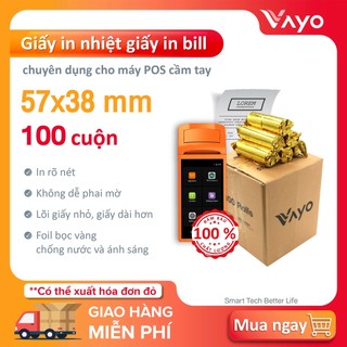 Giấy in nhiệt K57, giấy in bill 57 x 38 mm VAYO, lõi siêu nhỏ, định lượng 65gsm (100 cuộn)