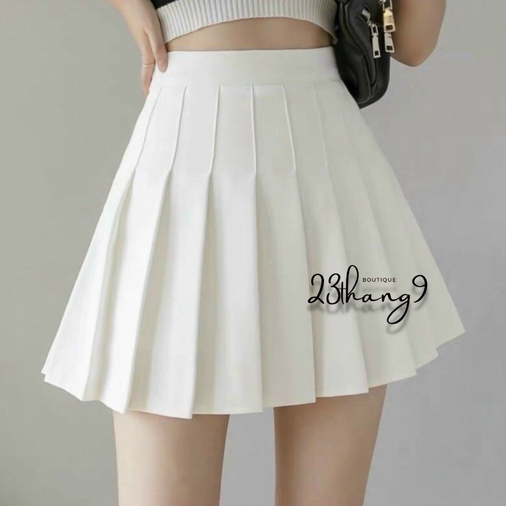 Chân váy xếp ly dáng ngắn chân váy tennis lưng cao xòe vải tuyết mưa cao cấp