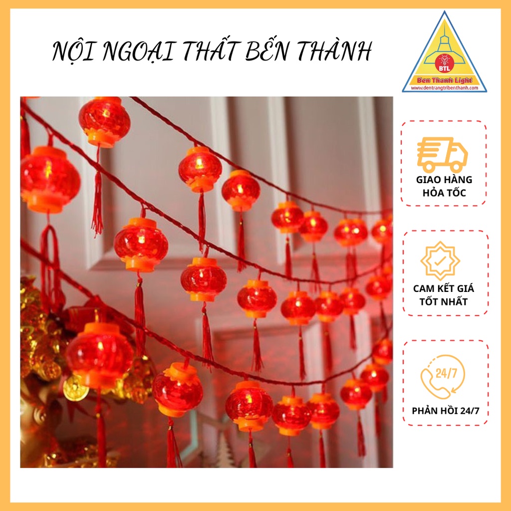 Đèn led trang trí - đèn trang trí tết đèn lồng tròn nhỏ chữ Phúc dài 5m 16 đèn