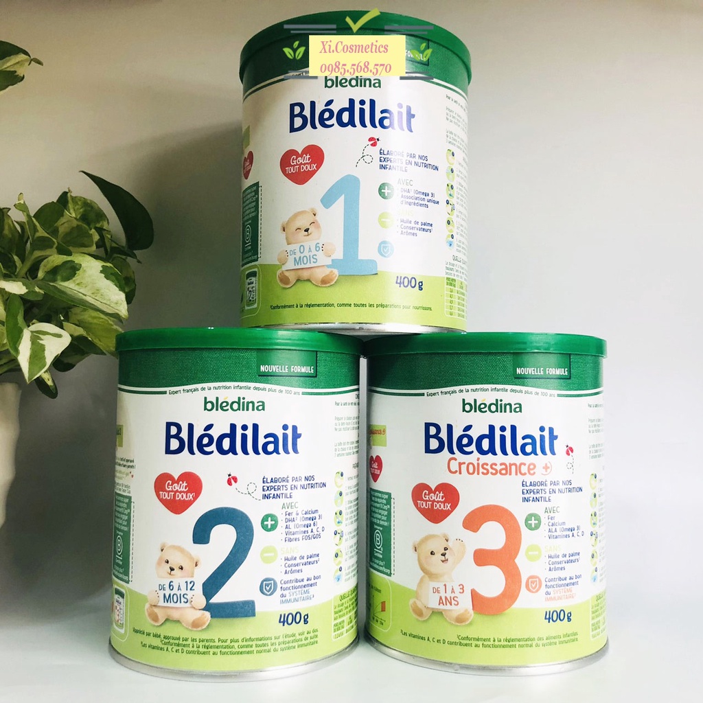 Sữa bột Bledilait Bledina Pháp số 1 2 3 4 trọng lượng 400g, 900g cho bé. Date 2024