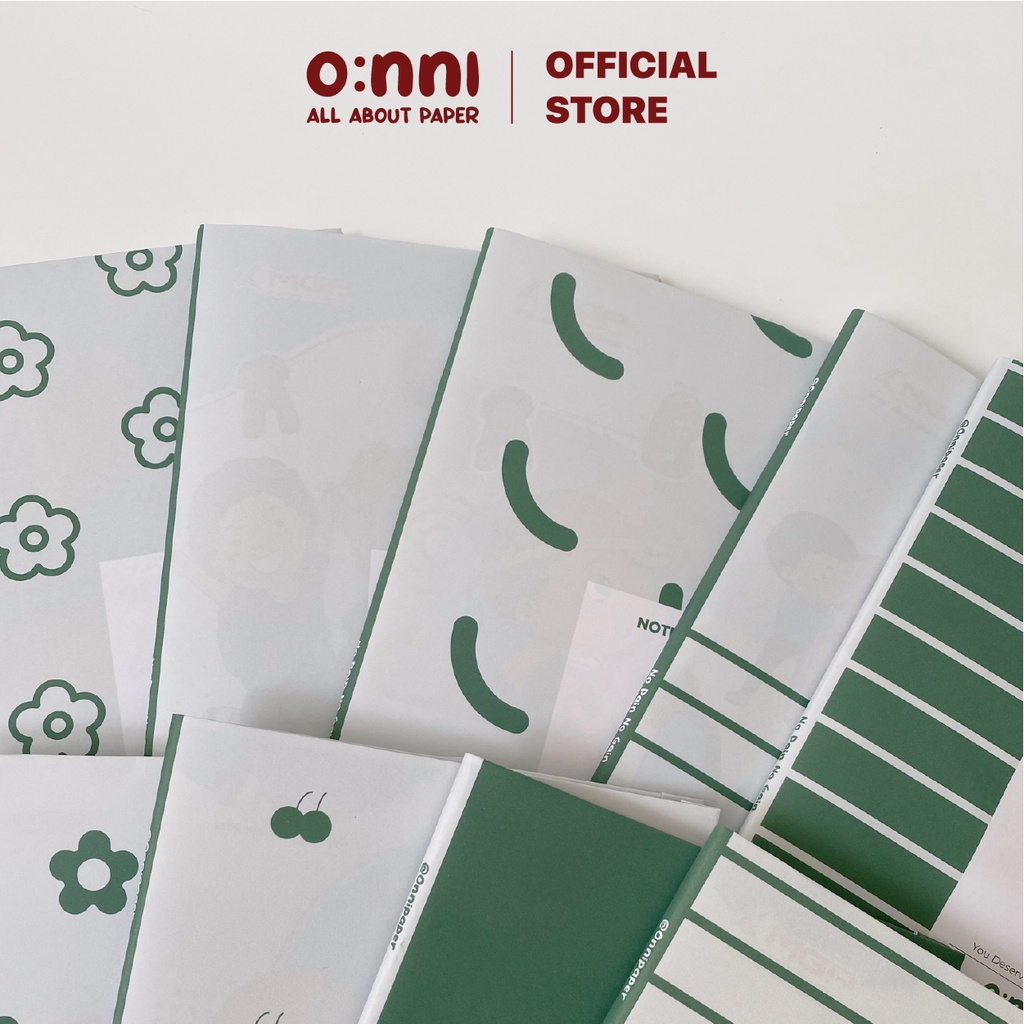 Giấy bao vở/bao sách dễ thương tối giản 2023 - Giấy Plain 100gsm - Tặng kèm nhãn vở - Xanh lá