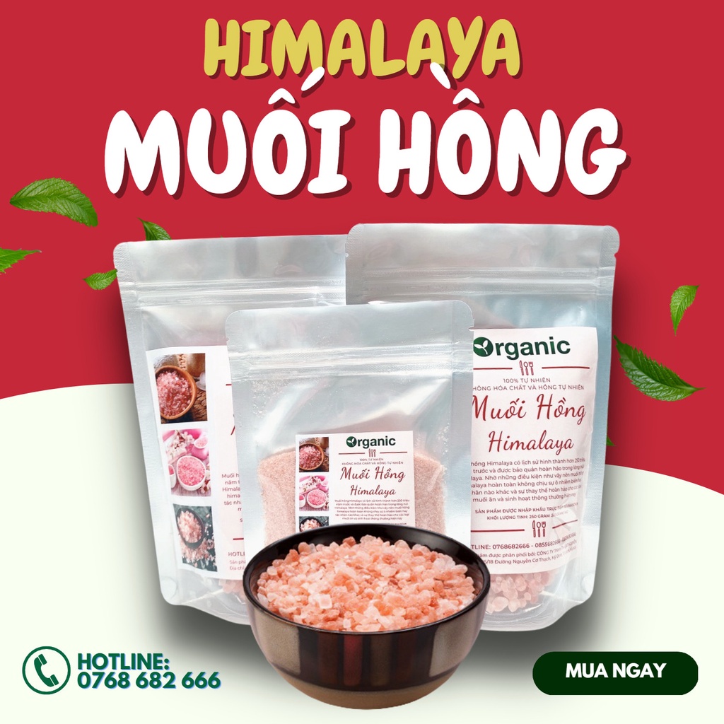 Muối Hồng Himalaya Organic 1Kg - Ngâm Chân Thải Độc, Nấu Ăn/ Nấu Sữa Hạt/Làm Bánh Ăn Kiêng