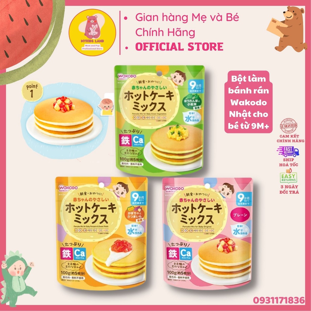 DATE T10.2024 Bột Làm Bánh Rán Wakodo Pancake cho bé Nhật Bản gói 100g