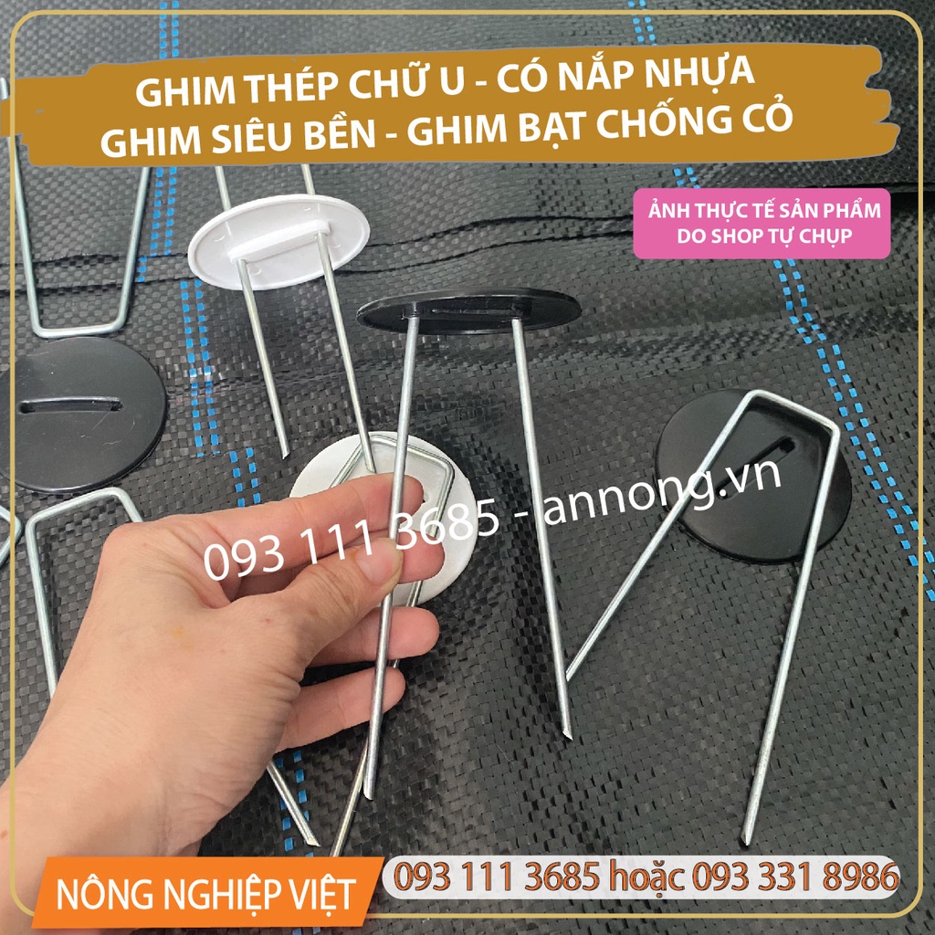 Combo 10 ghim thép nắp nhựa (Ghim thép chữ U) - Ghim cố định bạt phủ chống cỏ mọc