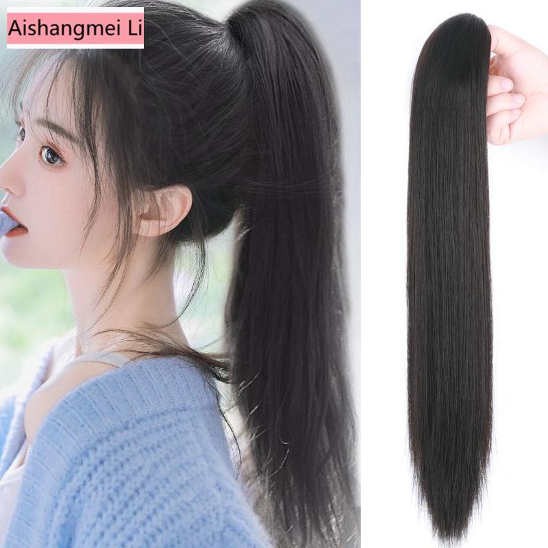 Tóc Giả Thắt Bím Nhẹ Nhàng Kiểu Gợn Sóng Lớn Hai Đuôi Ngựa Dài Trung Bình Thẳng Tự Nhiên Có Kẹp Tóc Thẳ
