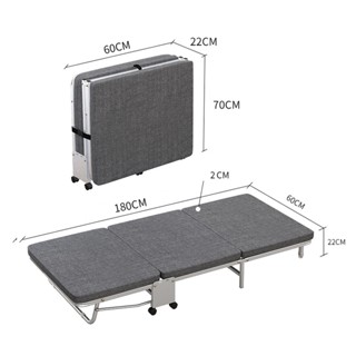 Giường văn phòng gấp gọn đa năng có bánh xe di chuyển, giường xếp gấp gọn thông minh đệm dày nằm êm ái