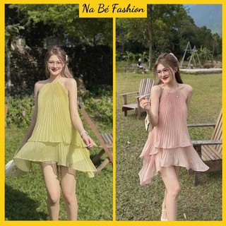 Đầm maxi đi biển - váy 2 dây dập ly dáng xòe 2 tầng mặc đi biển ,đi du lịch, đi chơi tạo cảm giác bồng bềnh thoải mái