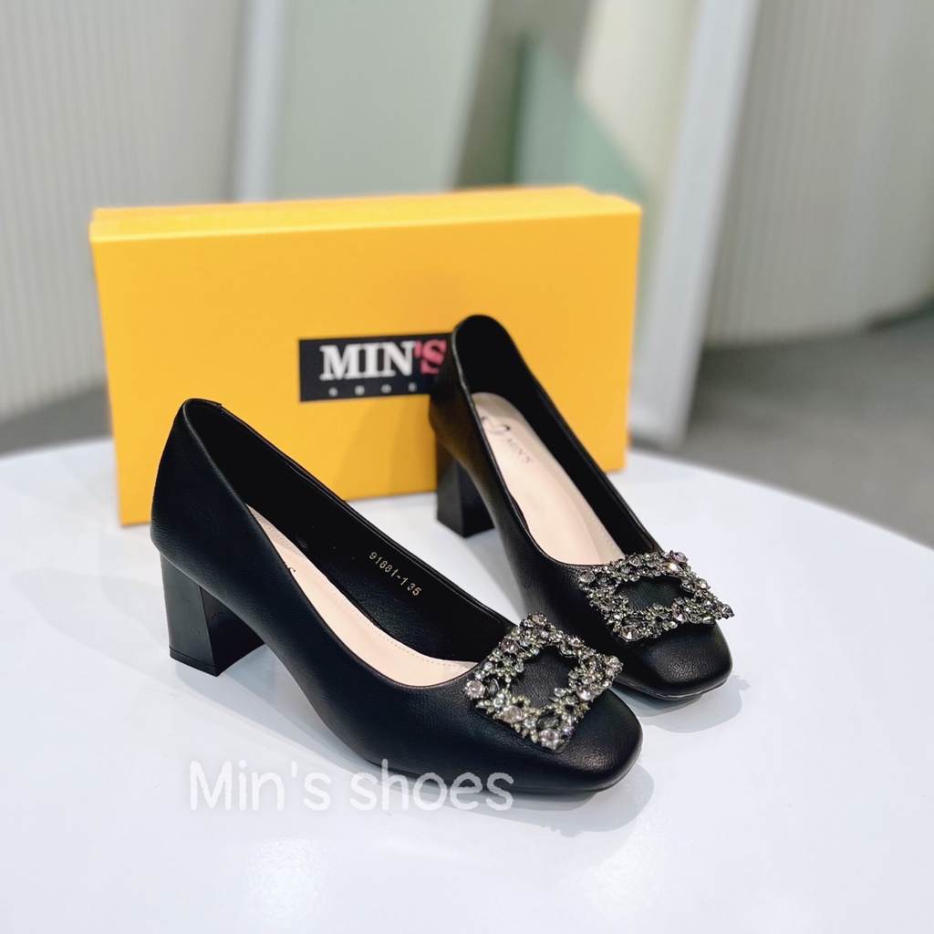 Min's Shoes - Giày Gót Vuông Da Mềm Cao Cấp Vn118 Form Rộng Nên Đi Lùi Size