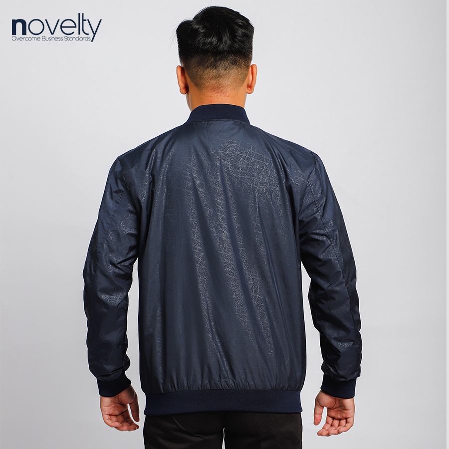 Áo jacket nam không nón họa tiết in chìm Novelty trượt nước màu xanh đen 2203372