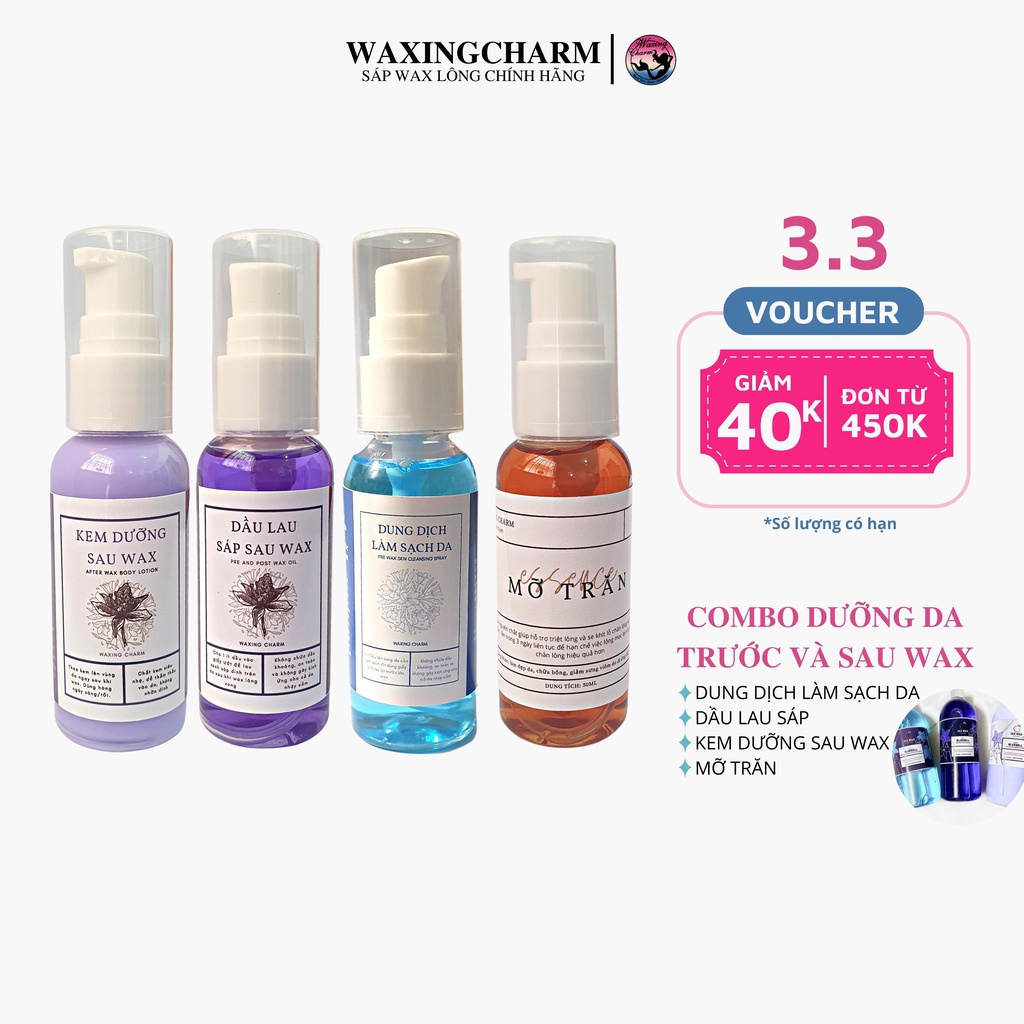 Set Dưỡng Da Sau Wax 3 Chai Mỡ Trăn - Treatment - Dầu Lau Sáp Triệt Lông Dành Cho Nách, Body, Bikini