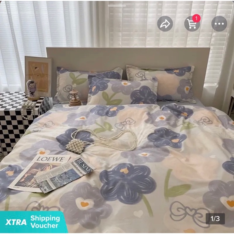 combo chăn ga 5 món dhn decor phao-hè HOA BÈO
