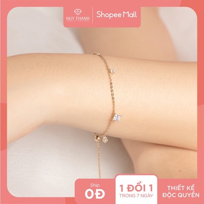 Lắc Tay Vàng Tây LLF173 Thiết Kế Họa Tiết Đơn Giản Đính Đá CZ Cao Cấp Huy Thanh Jewelry