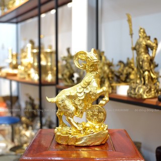 Dê kim tiền bằng đồng dát vàng 24k, Dê đồng phong thuỷ cao cấp bằng đồng dát vàng 24k, Đồ Đồng Đông Sơn