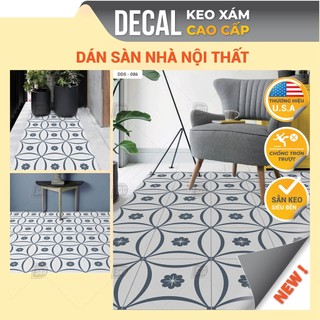 Decal KEO XÁM Dán Sàn Chuyên Dụng, Họa Tiết Gạch Bông Chống Thấm Nước Kích thước 120x60cm, Decal Cao Cấp DDS-086