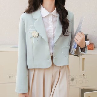 Blazer croptop xanh pastel túi trái tim dễ thương