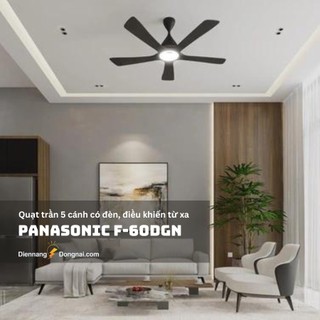Quạt trần đèn Led 5 cánh Panasonic màu đen điều khiển từ xa có remote F-60DGN