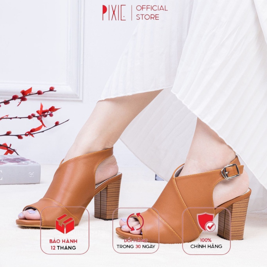 Giày Giả Boot Sapo 8cm Đế Vuông Hở Mũi H032