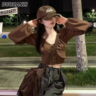 Áo ren hai mảnh DUOHANZI không tay dáng ôm thời trang xuân thu dành cho nữ