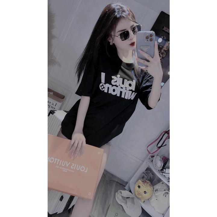 Áo thun cổ tròn in chữ nghệ thuậ trước ngực phong cách thời trang LN55A17.3