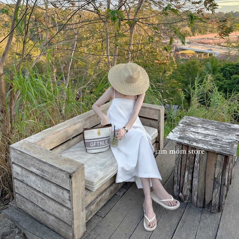 Muse Dress - Váy linen dài lưng chun co dãn