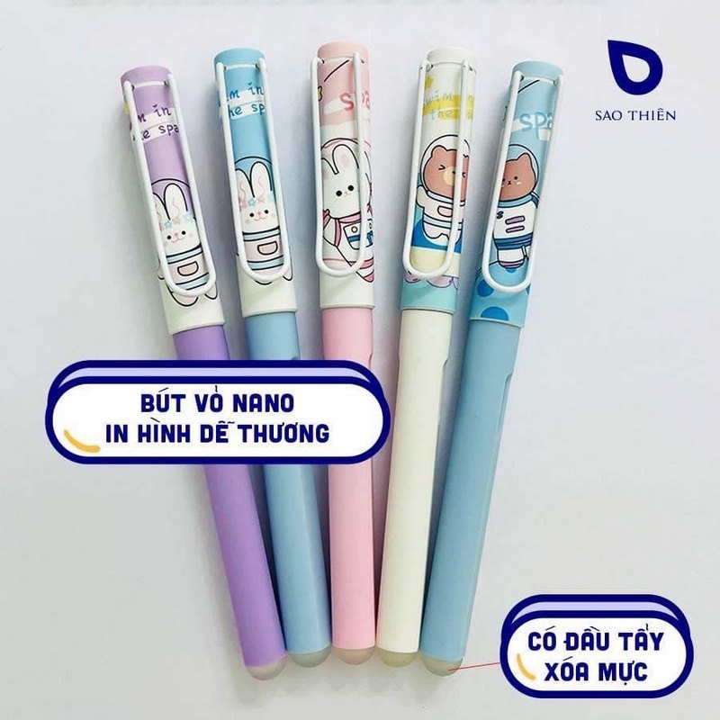 Bút mực Sao Thiên S205 vỏ nano siêu bền in hình ngỗ nghĩnh tẩy xóa được