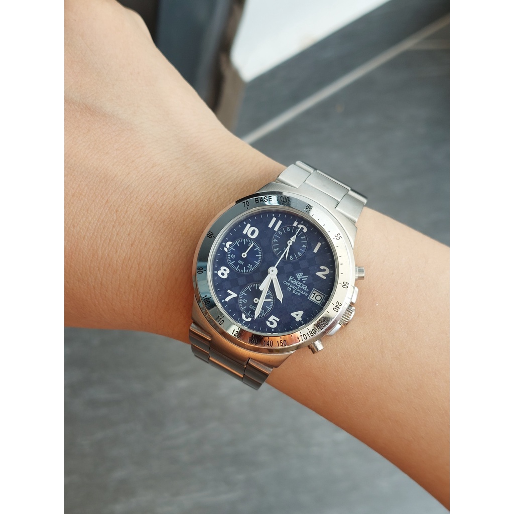 Đồng hồ nam Kaepa 6 kim mặt xanh caro chạy pin hàng si