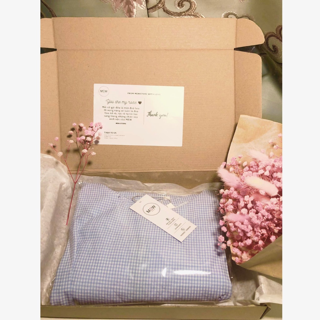 Váy kẻ xanh Sammie Dress, Váy chữ A kẻ xanh sơ mi cotton tôn dáng cho nàng công sở, du lịch